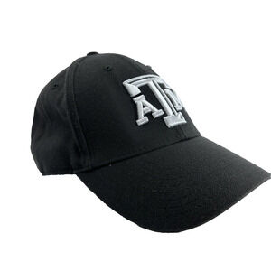 Texas A&M Black Cap w/White Beveled ATM Embroidered OLCP Strap Back 47 Brand Lid